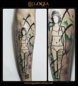tatuaje-brazo-watercolor-logia-barcelona-billy   